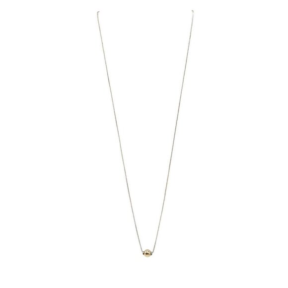 Sterling Silver Chain Necklace With Gold Ball Pendant Minimalist Vintage - Picture 1 of 12